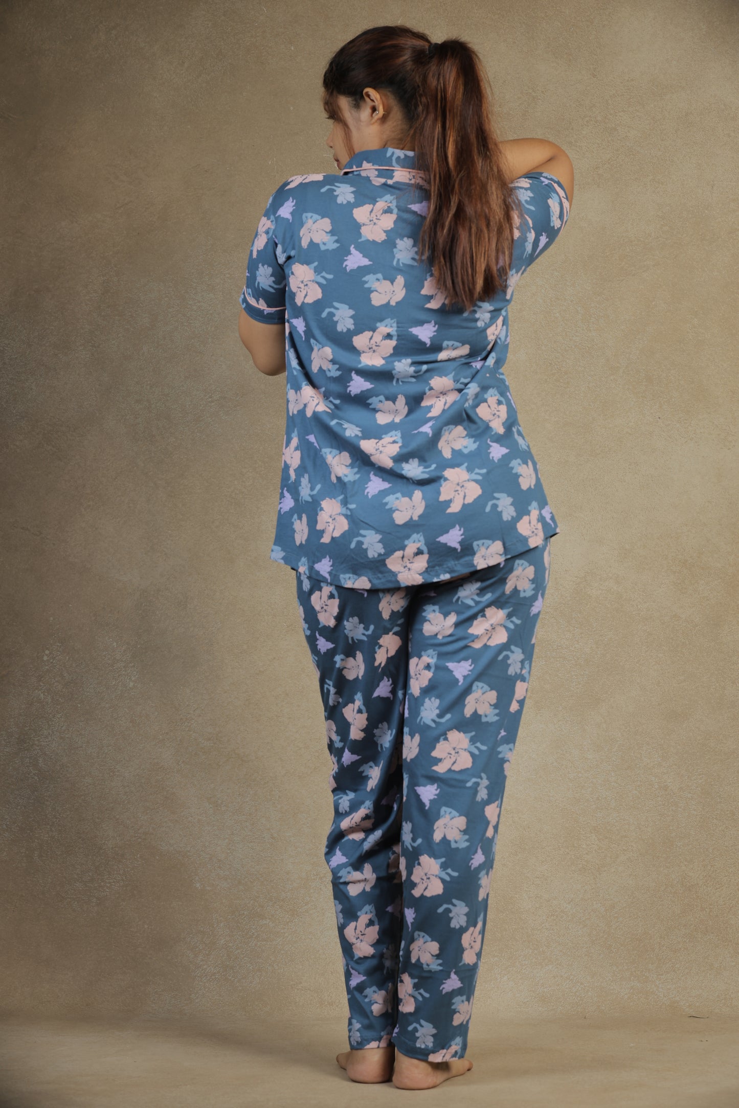 Jammies Haven Premium Pajama Set in Floral Light Blue | 5187B
