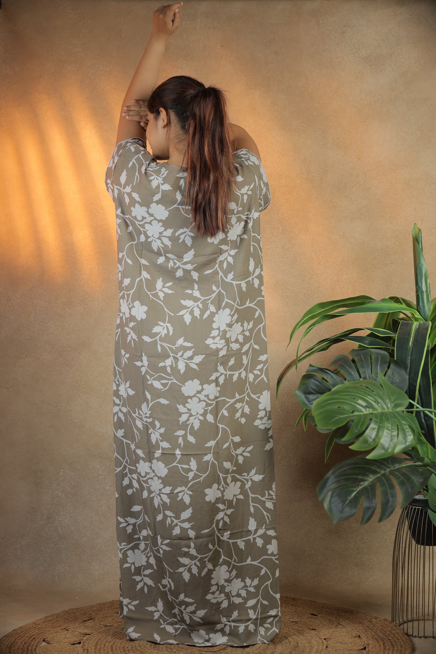 Jammies Haven Premium Alpine Nighty in Beige | A7376B2