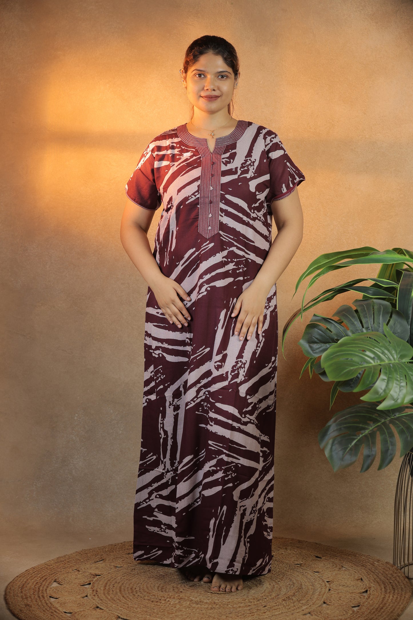 Jammies Haven Premium Alpine Nighty in Burgundy | AC7167A3