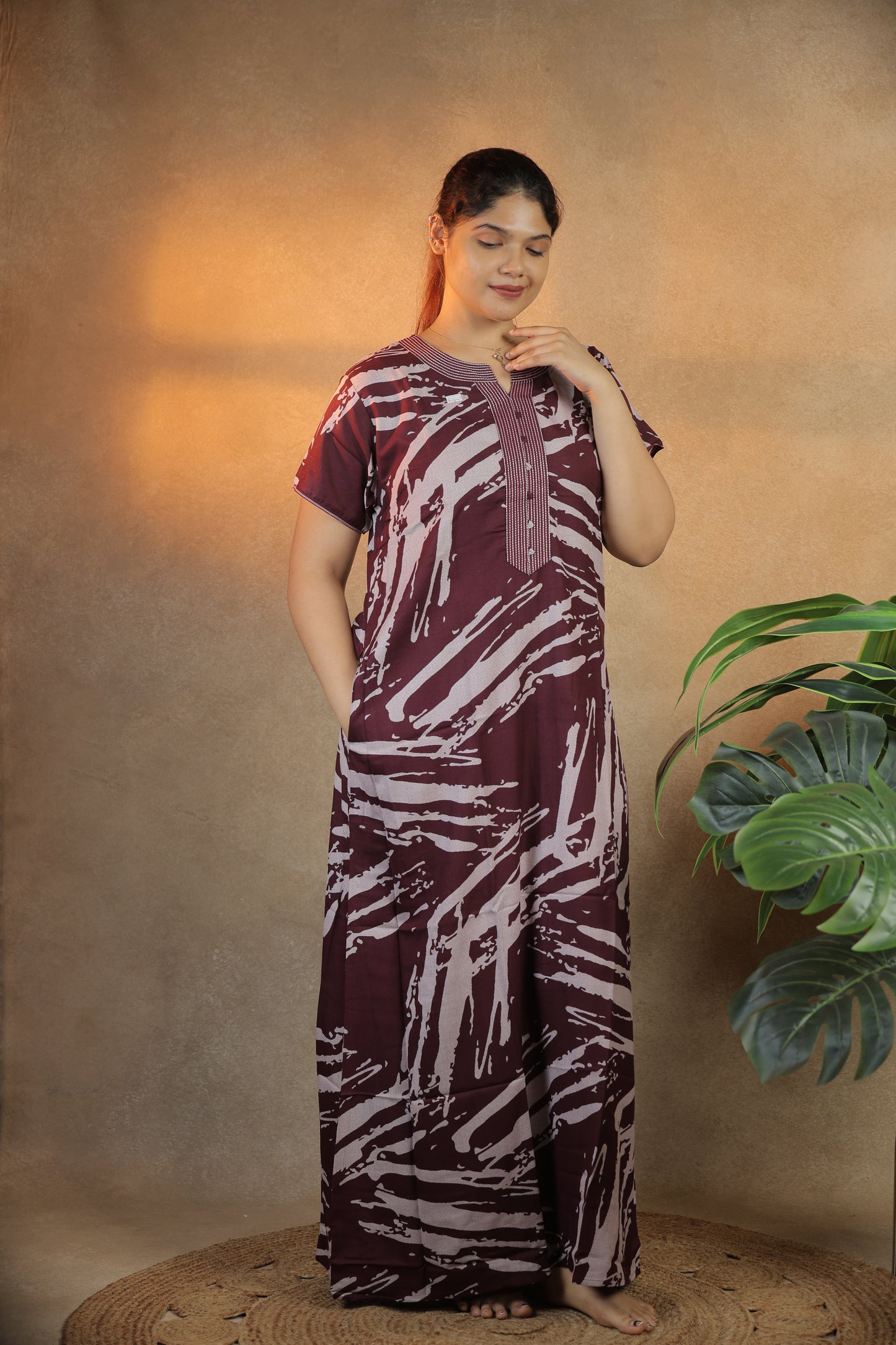 Jammies Haven Premium Alpine Nighty in Burgundy | AC7167A3