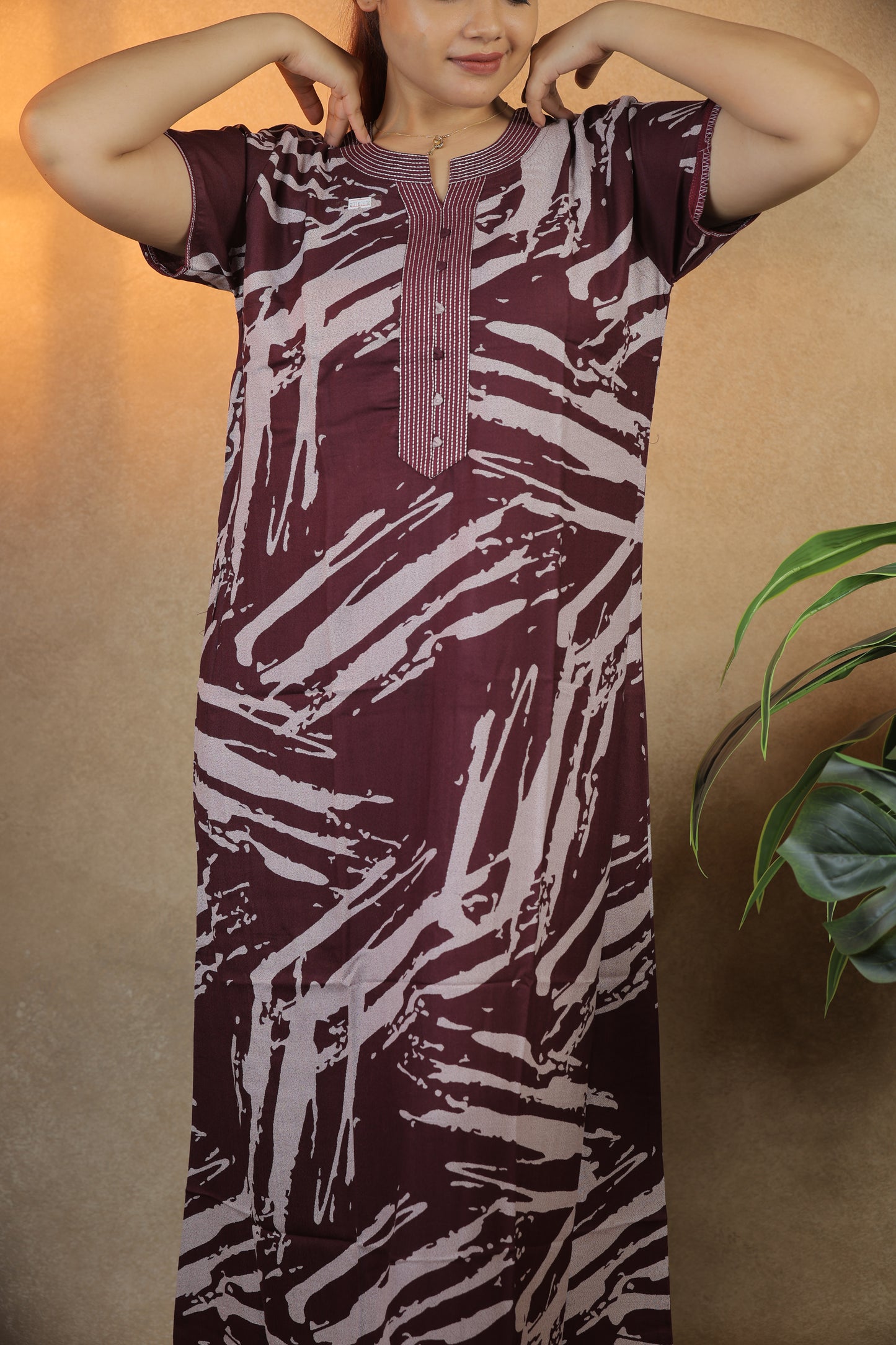 Jammies Haven Premium Alpine Nighty in Burgundy | AC7167A3