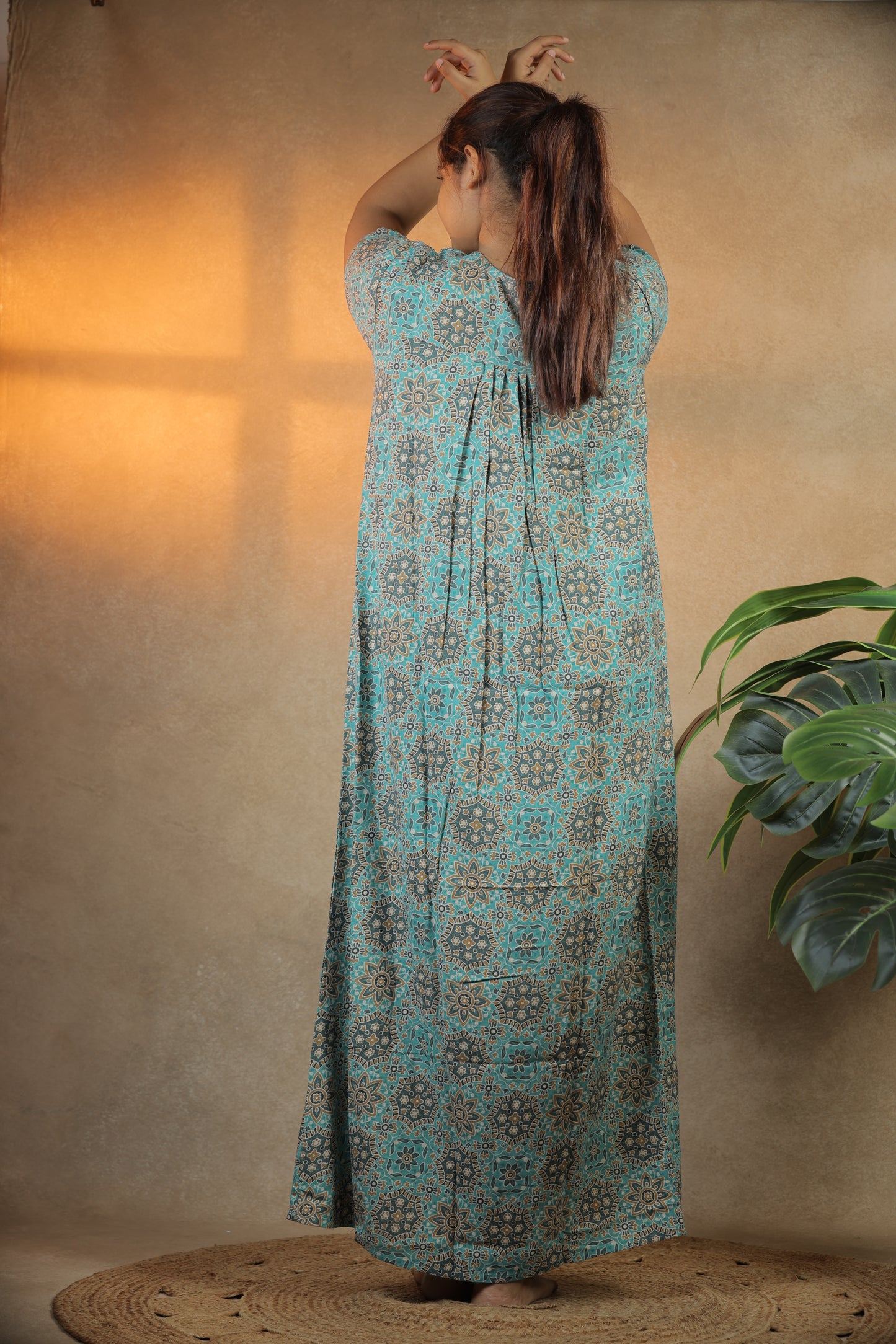 Jammies Haven Premium Alpine Nighty in Mandala Sea Green | A9108C