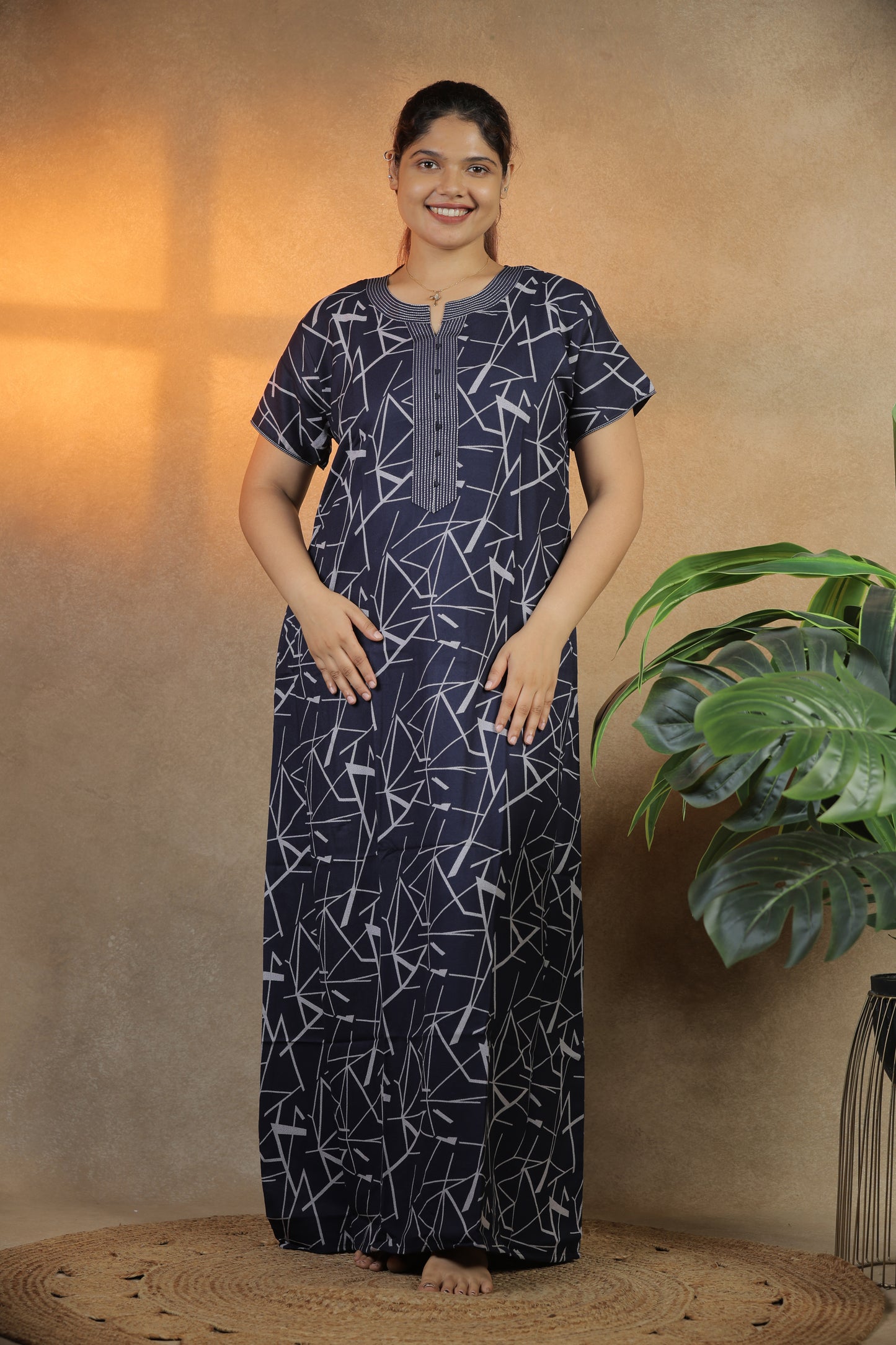 Jammies Haven Premium Alpine Nighty in Blue | ACSYM2