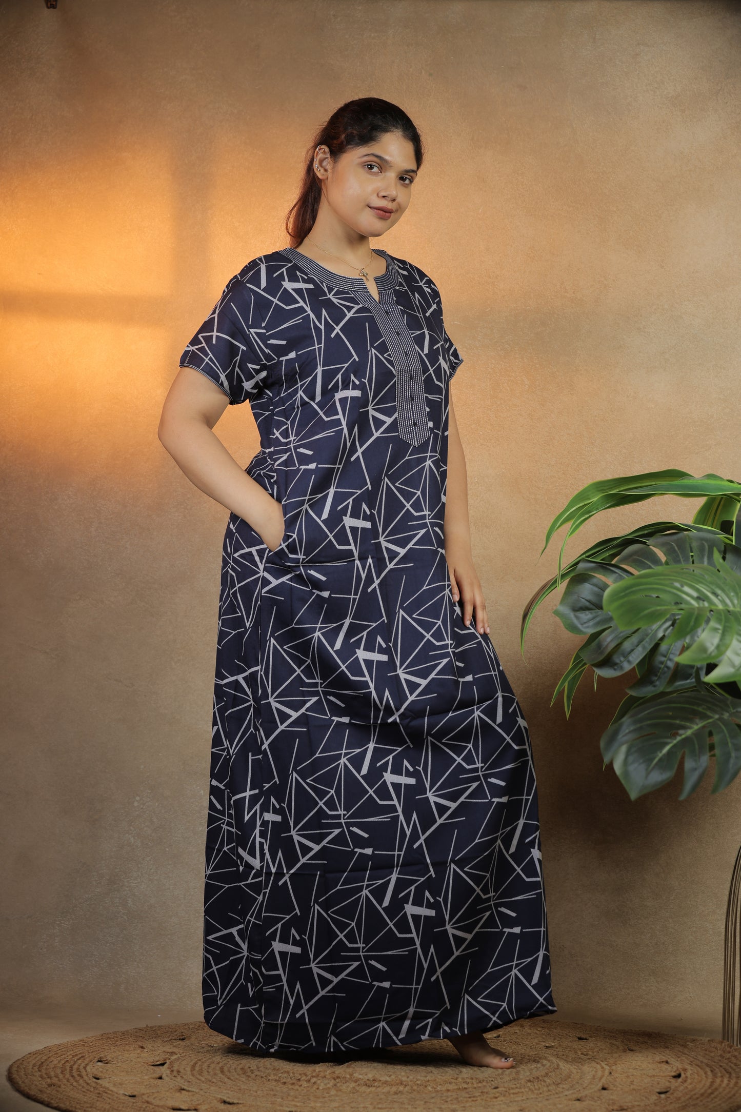 Jammies Haven Premium Alpine Nighty in Blue | ACSYM2