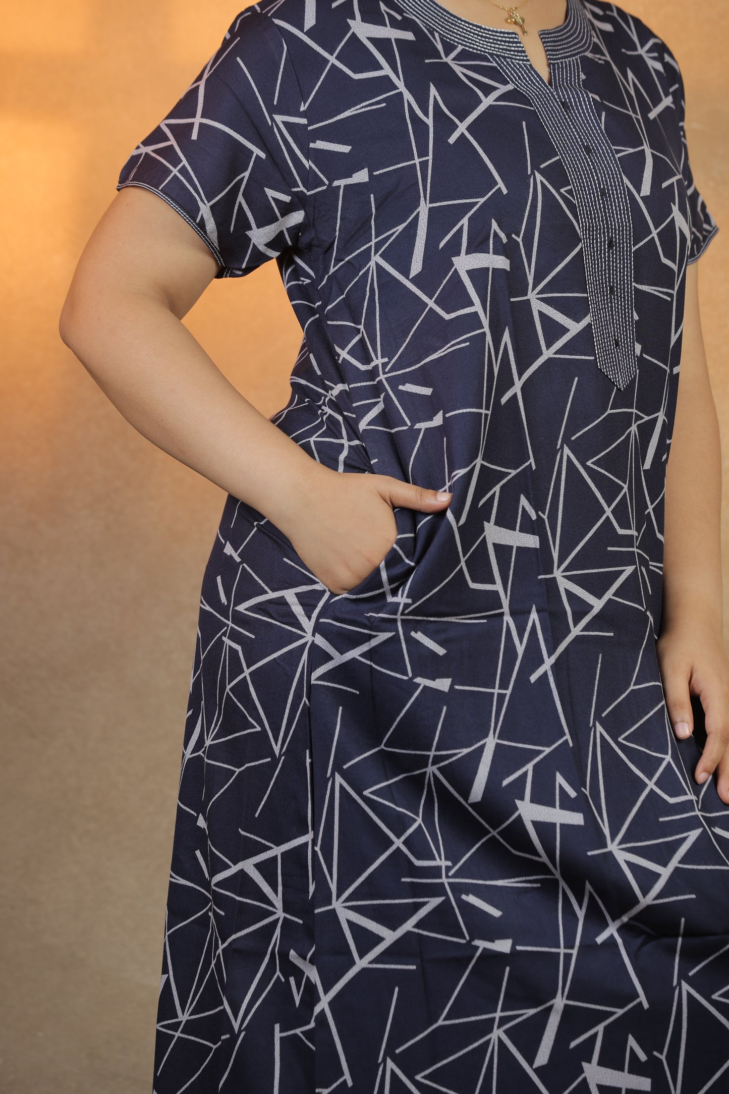 Jammies Haven Premium Alpine Nighty in Blue | ACSYM2