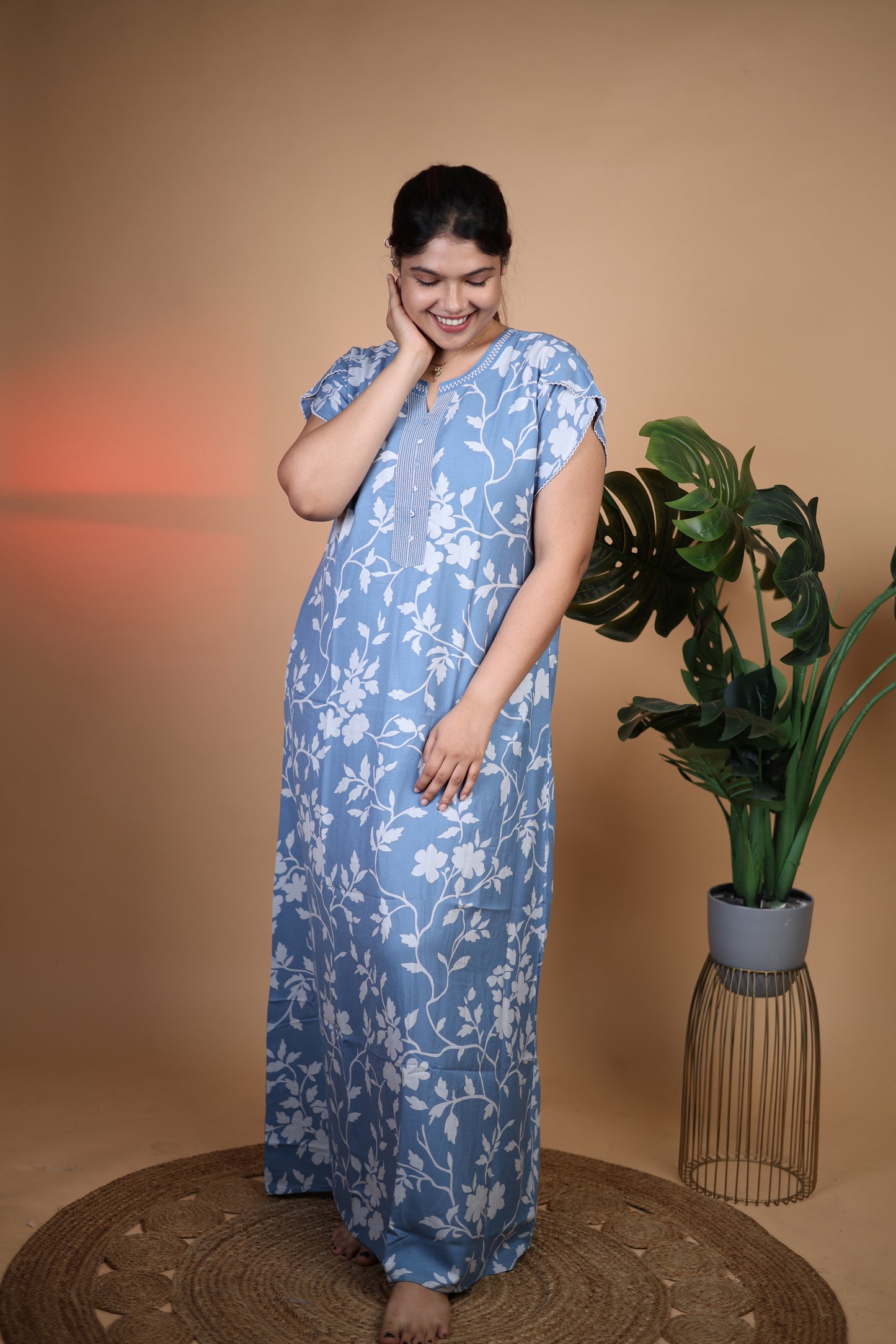 Jammies Haven Premium Alpine Nighty in Blue | A7376C3