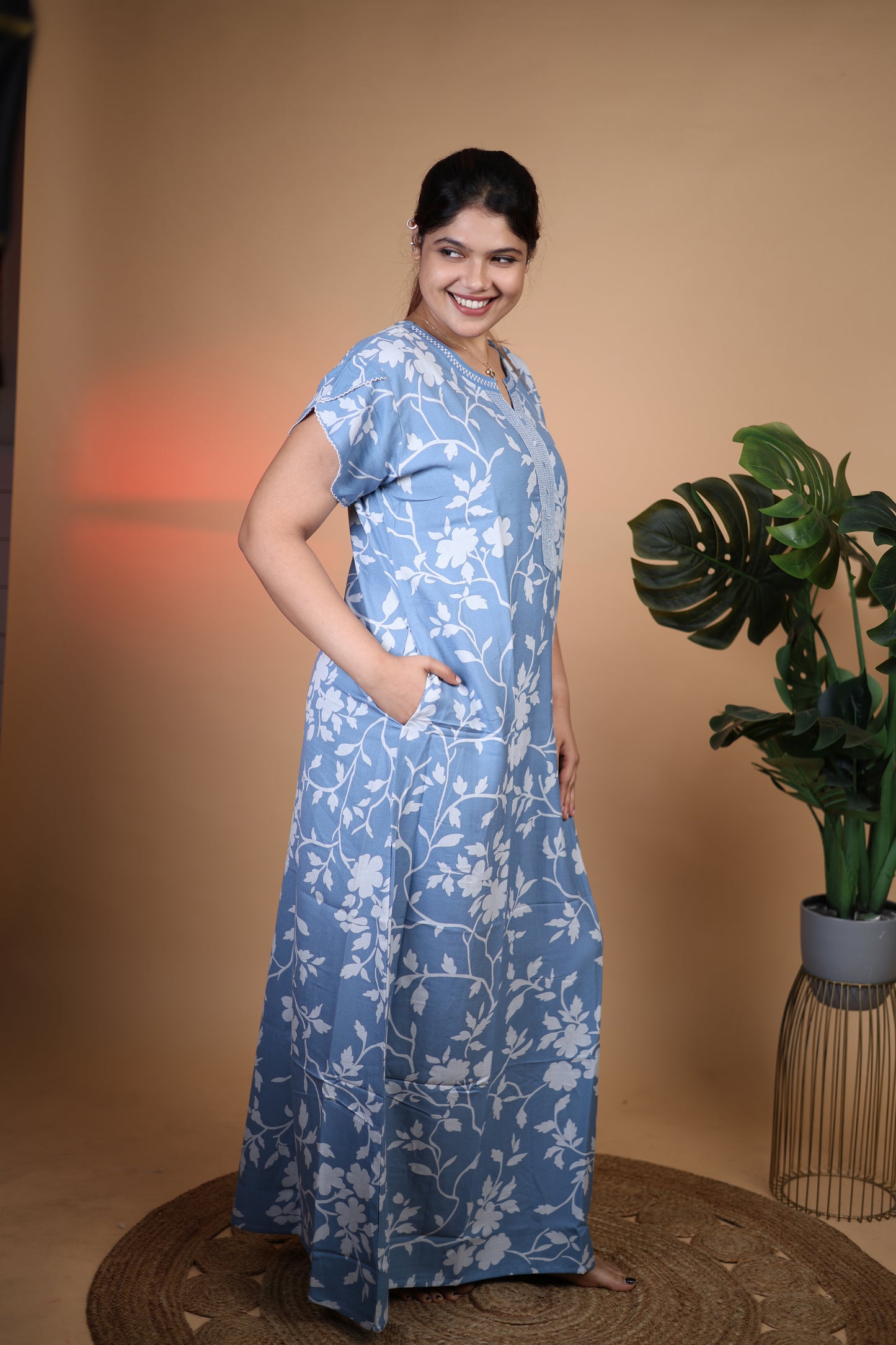 Jammies Haven Premium Alpine Nighty in Blue | A7376C3