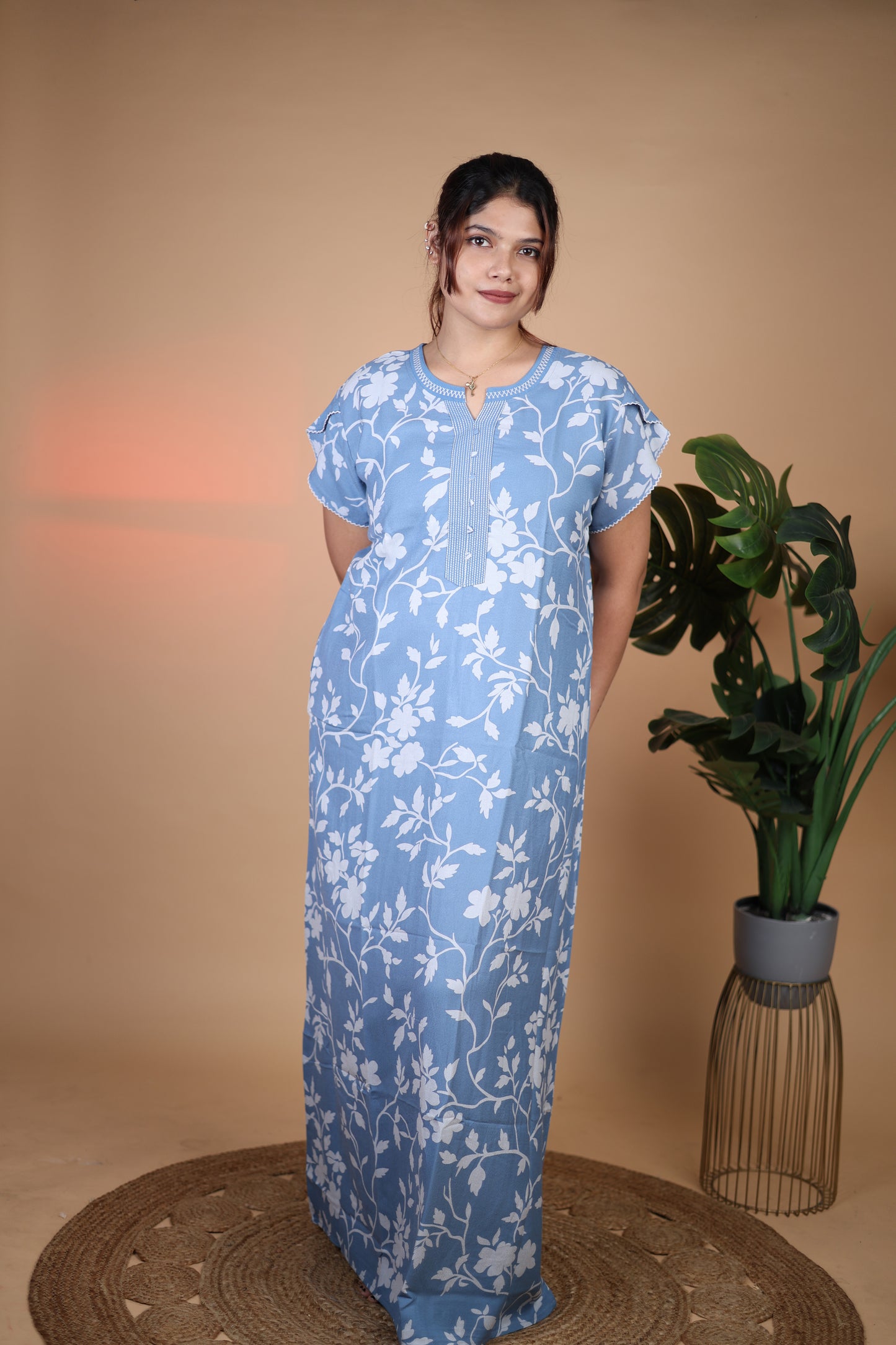 Jammies Haven Premium Alpine Nighty in Blue | A7376C3
