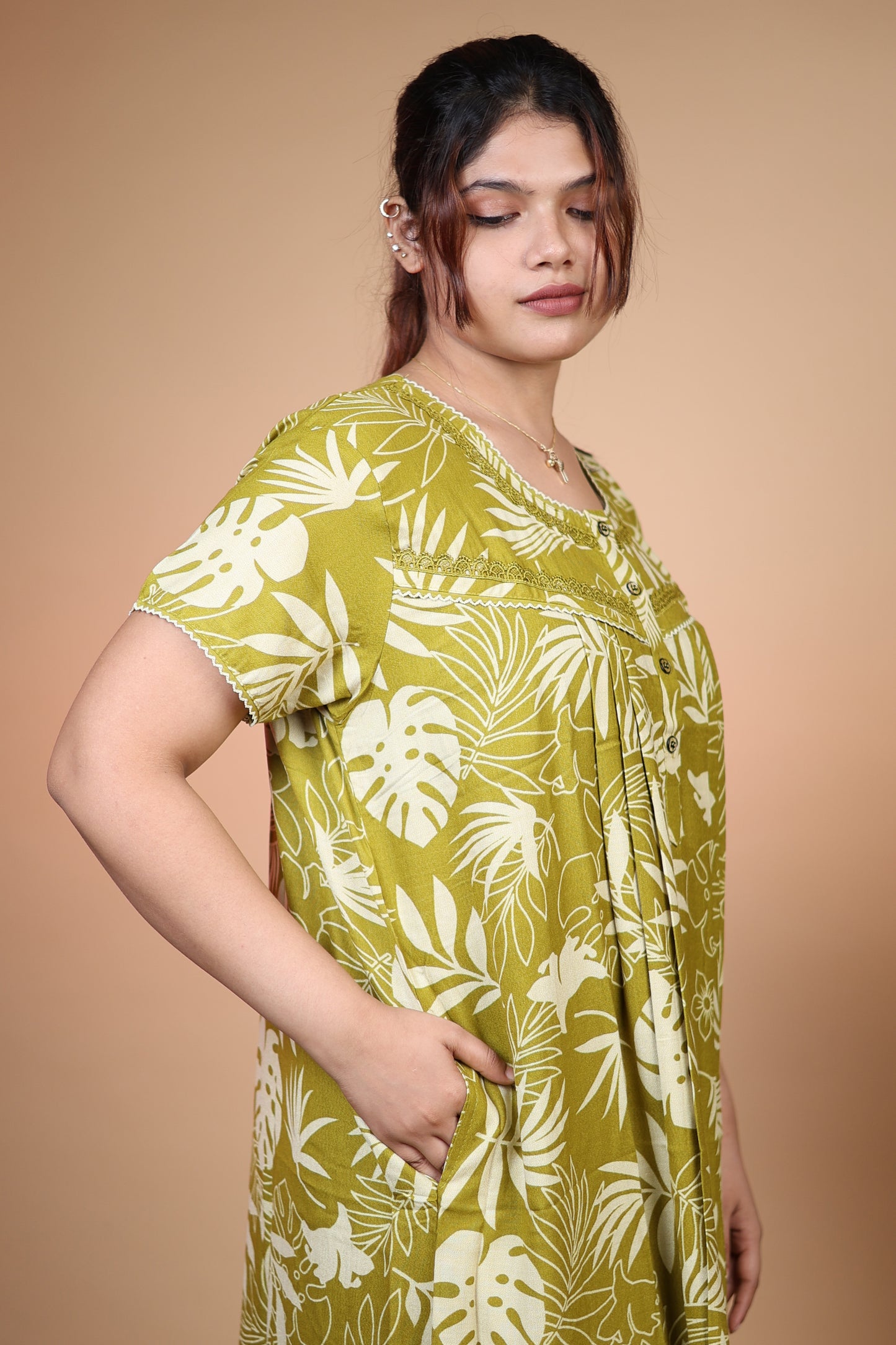 Jammies Haven Premium Alpine Nighty in Light Green | A9152A