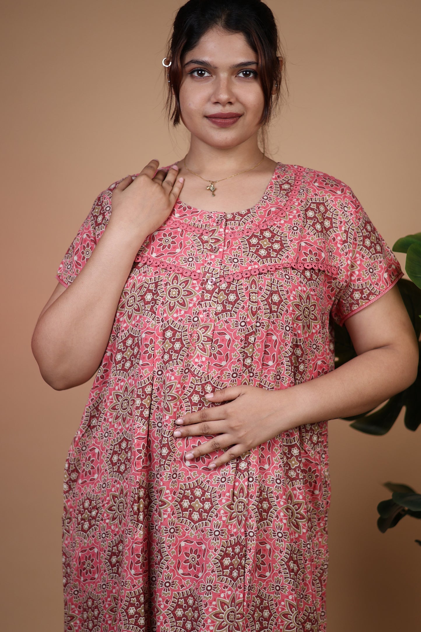 Jammies Haven Premium Alpine Nighty in Mandala Pink | A9108A