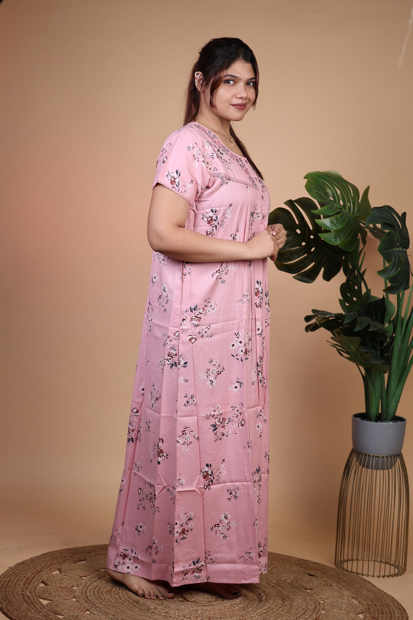 Jammies Haven Premium Alpine Nighty Slub in Pink | A9114A