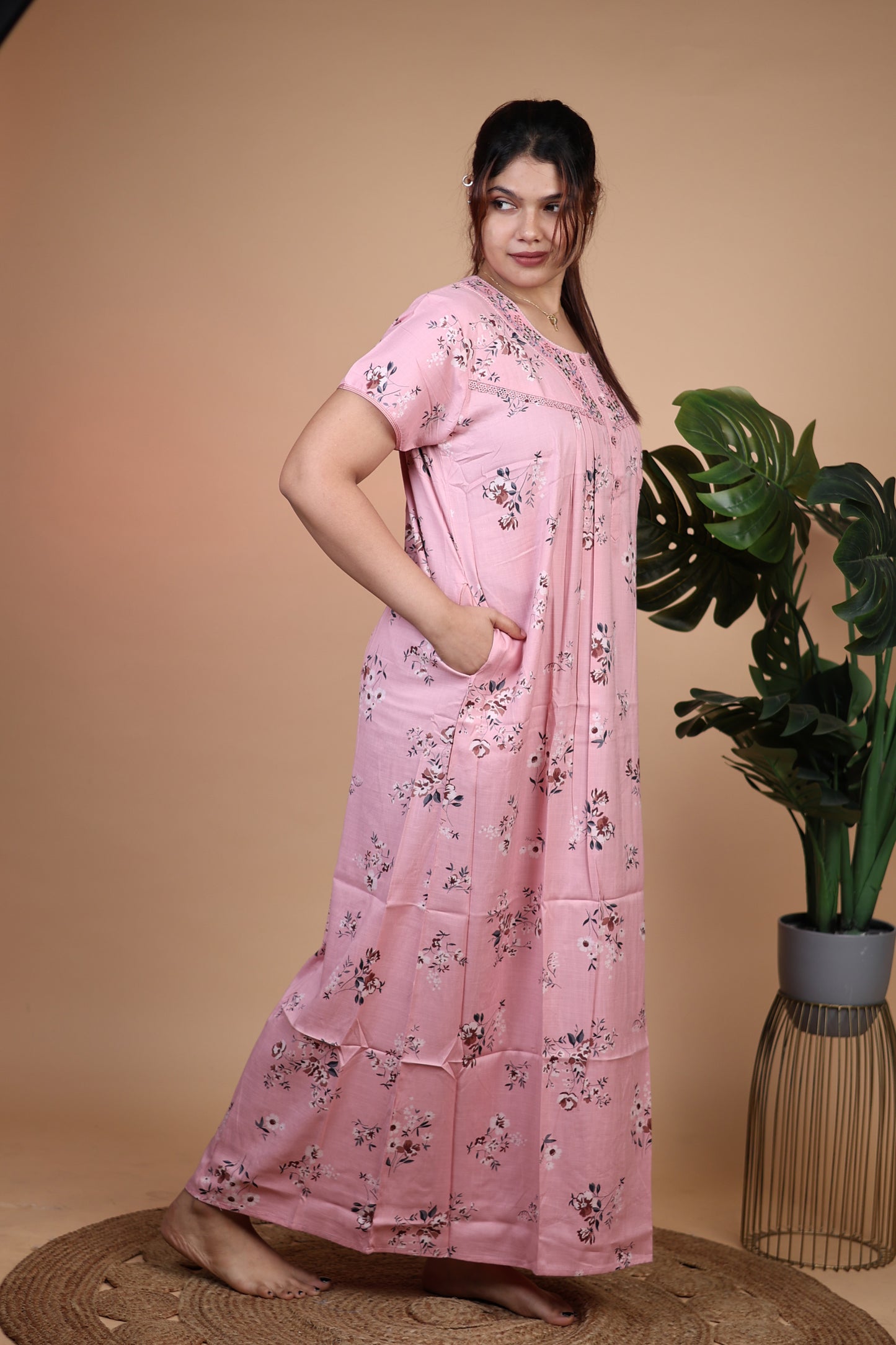 Jammies Haven Premium Alpine Nighty Slub in Pink | A9114A