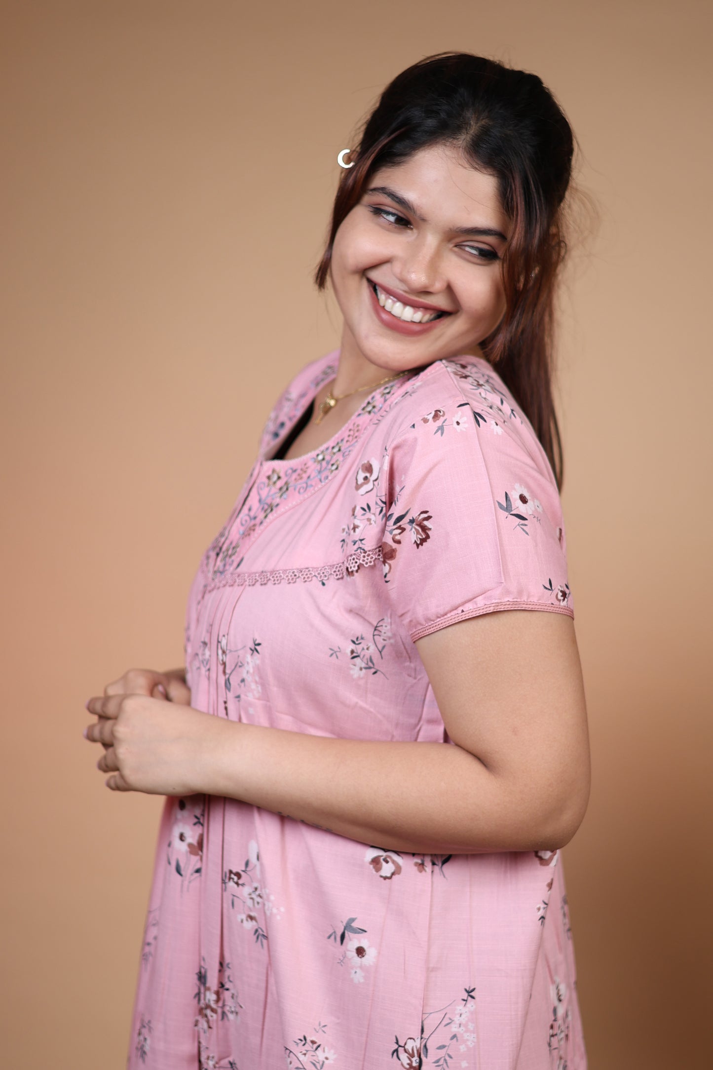 Jammies Haven Premium Alpine Nighty Slub in Pink | A9114A