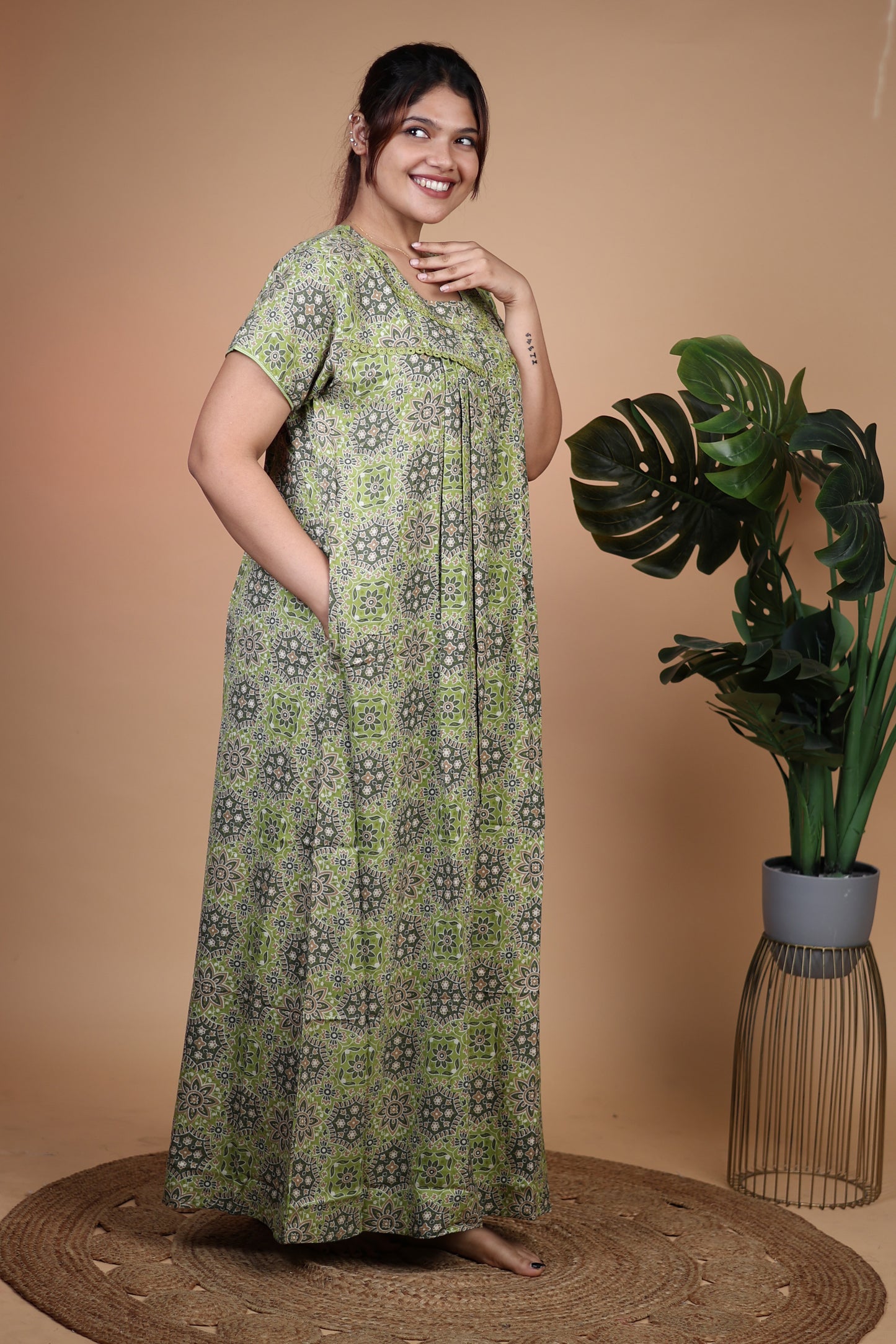 Jammies Haven Premium Alpine Nighty in Mandala Green | A9108B