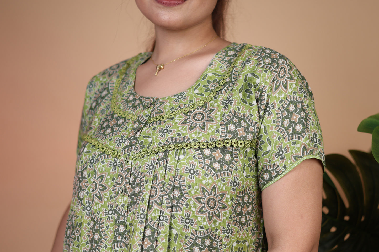 Jammies Haven Premium Alpine Nighty in Mandala Green | A9108B