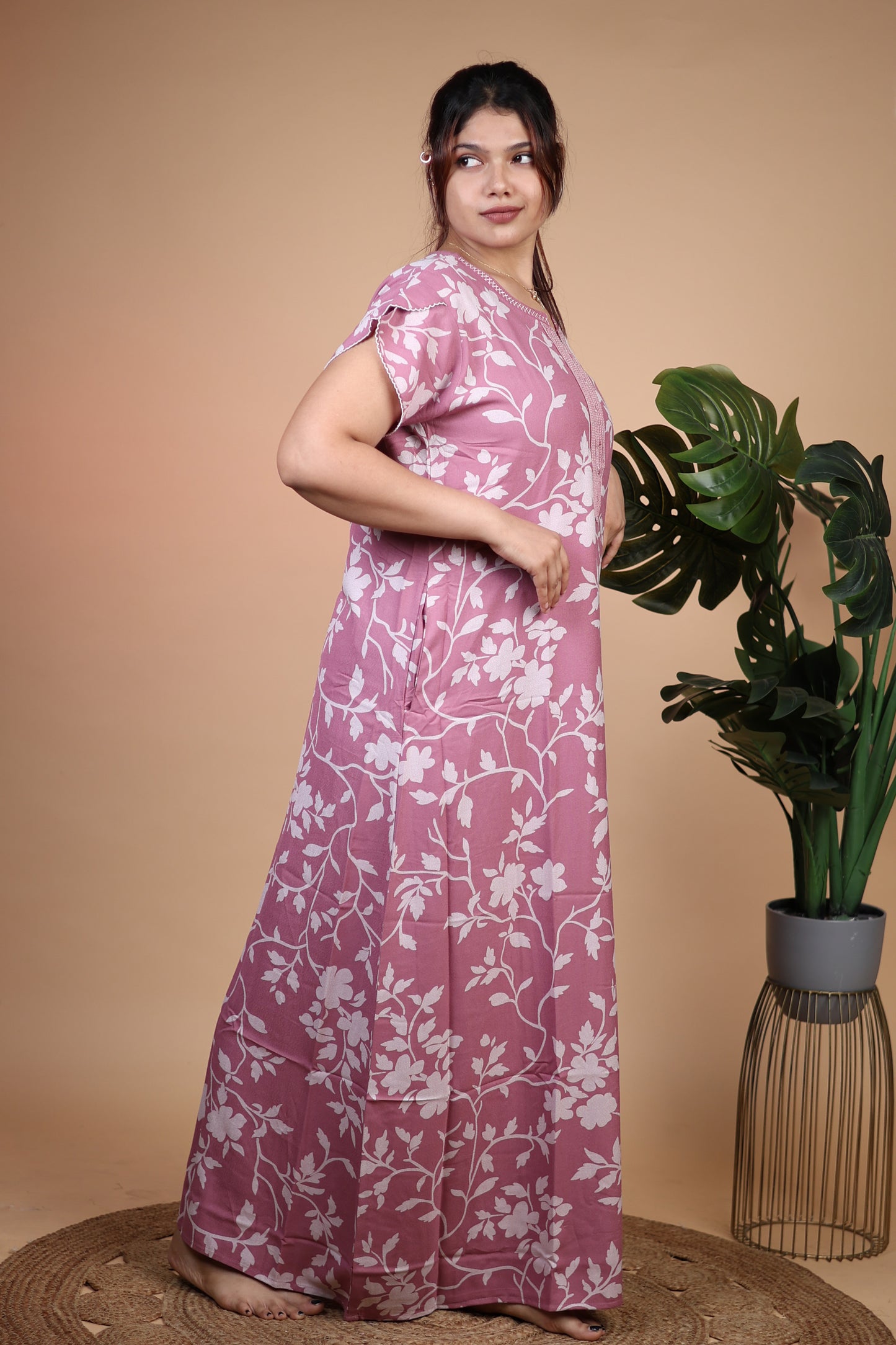 Jammies Haven Premium Alpine Nighty in Pink Floral | A7376A1
