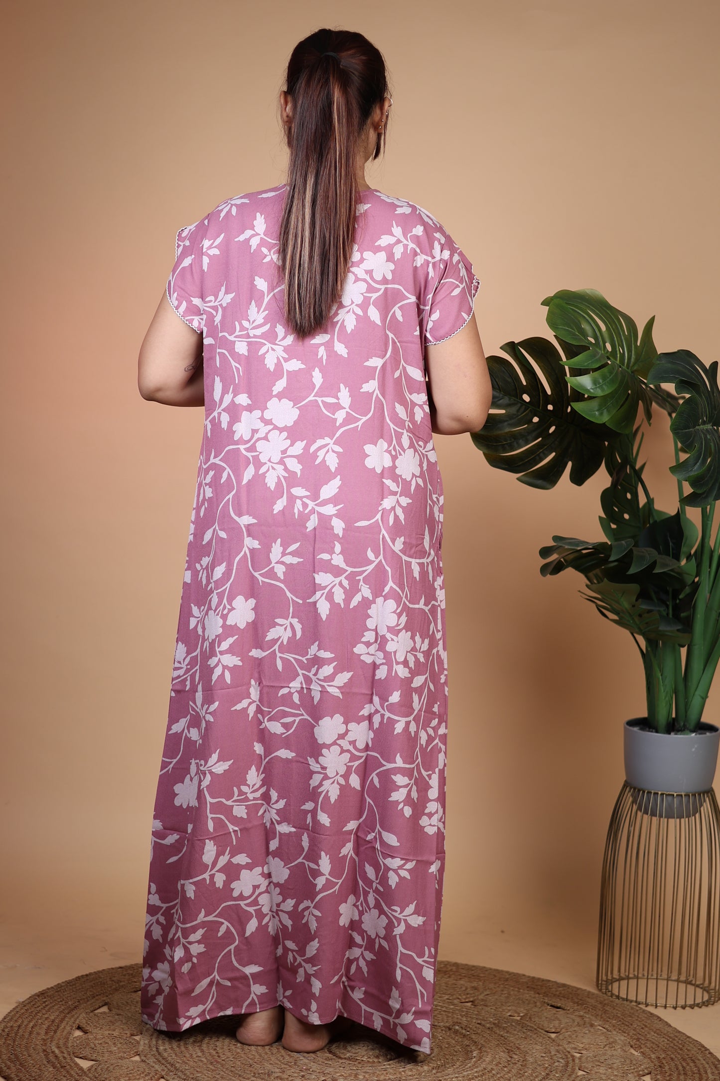 Jammies Haven Premium Alpine Nighty in Pink Floral | A7376A1