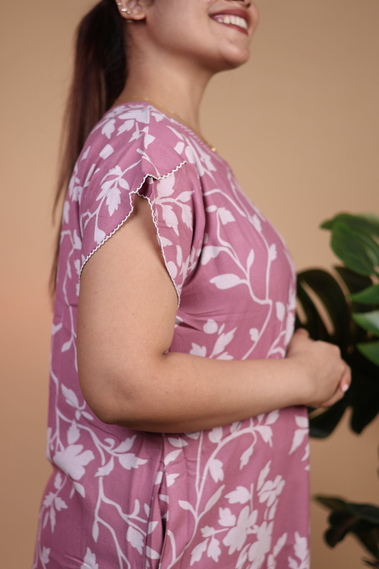 Jammies Haven Premium Alpine Nighty in Pink Floral | A7376A1