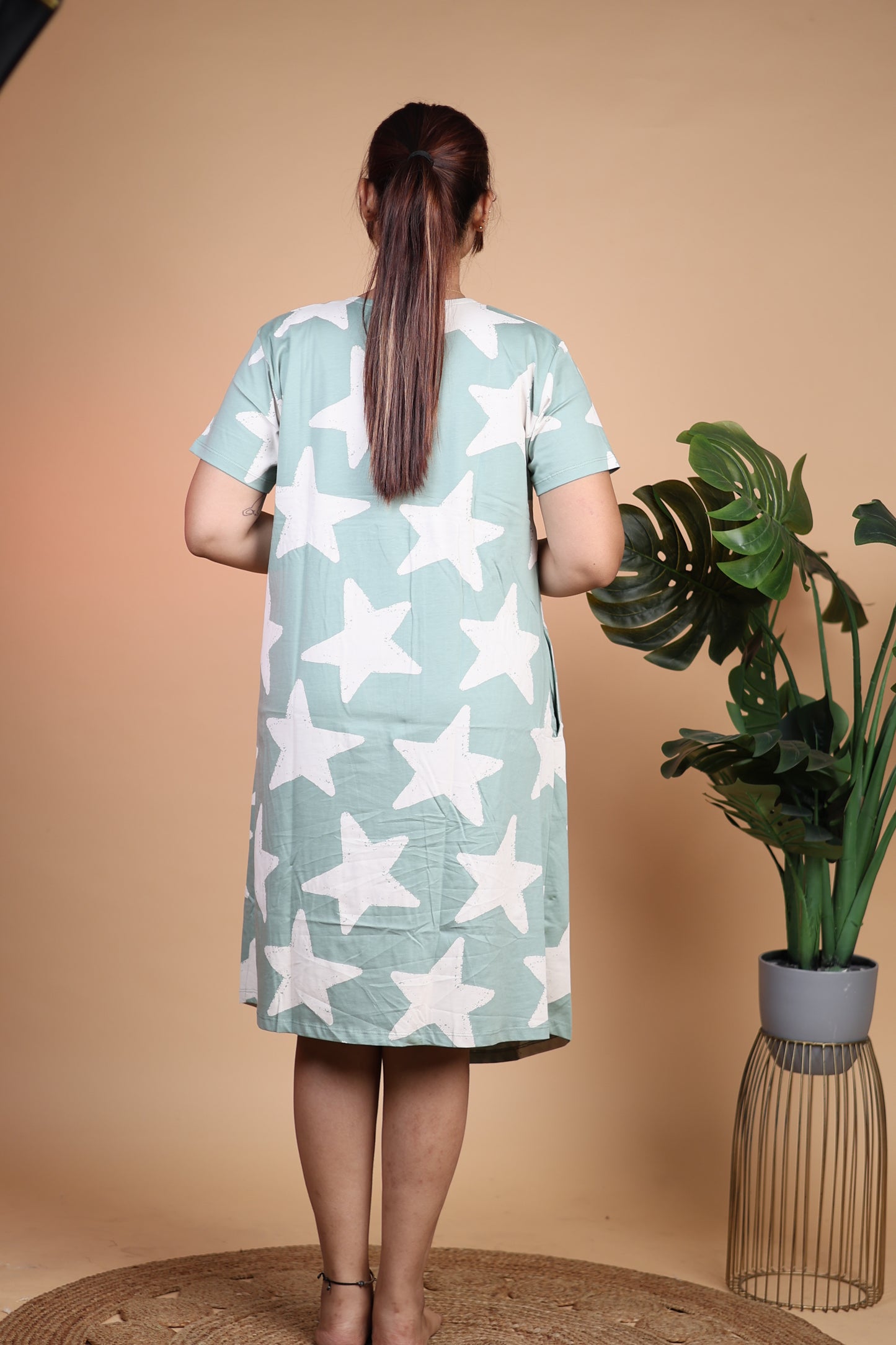 Jammies Haven Zip Cotton Feeding Gown| Short Nighty | 80950B