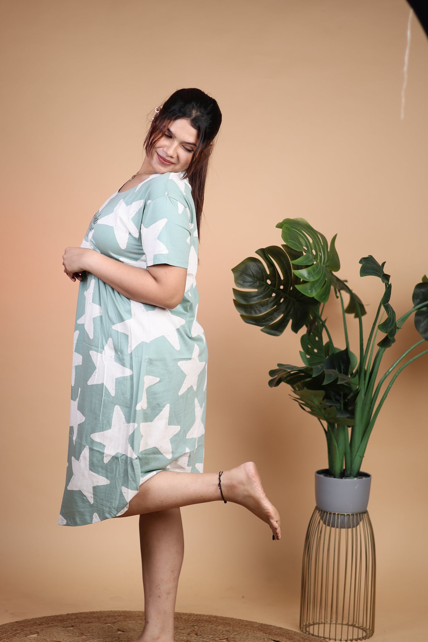 Jammies Haven Zip Cotton Feeding Gown| Short Nighty | 80950B