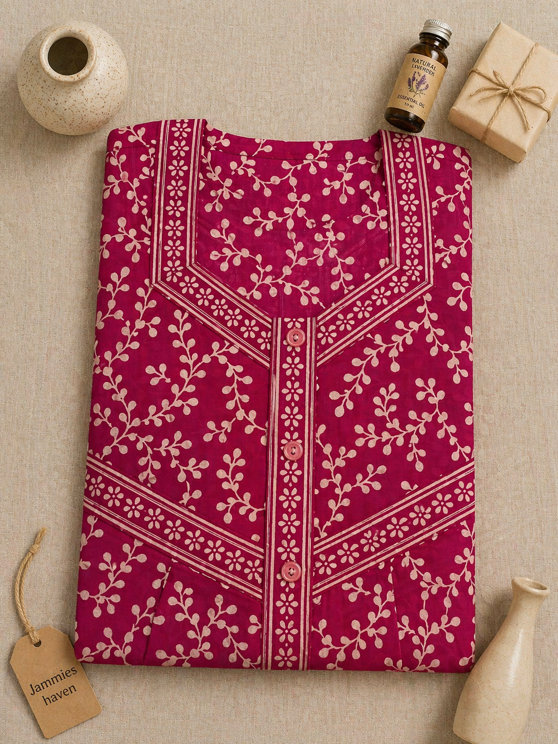 Cotton Nighty for Women in Pink Floral Ladies Nightdress | 3XL