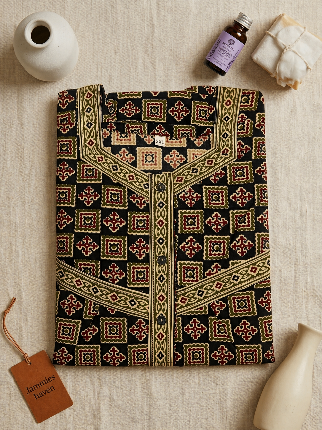 Cotton Nighty for Women Black Print Ladies Nightdress | 3XL