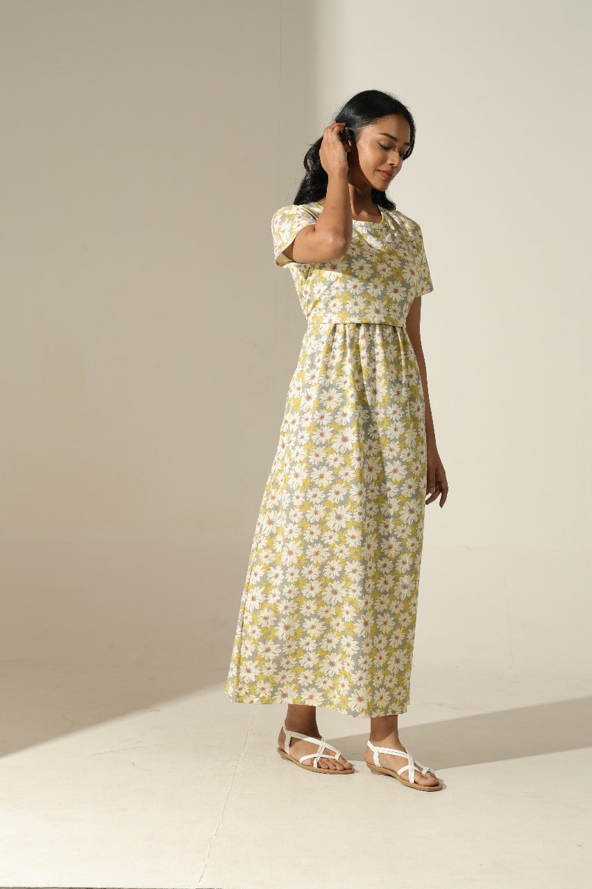 Jammies Haven Feeding Gown – Zipless Cotton Maternity & Nursing Gown for Pregnancy & Postpartum | ILTGFD02