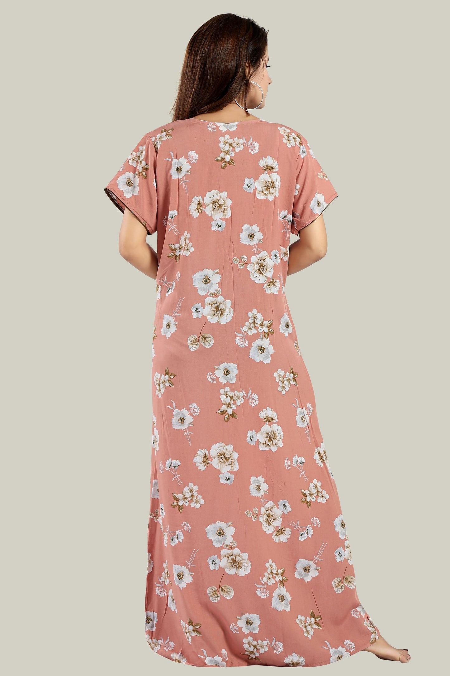 Jammies Haven Rayon Nighty in Light Blue | Premium Nighty | Short Sleeve |Side Pocket | RY