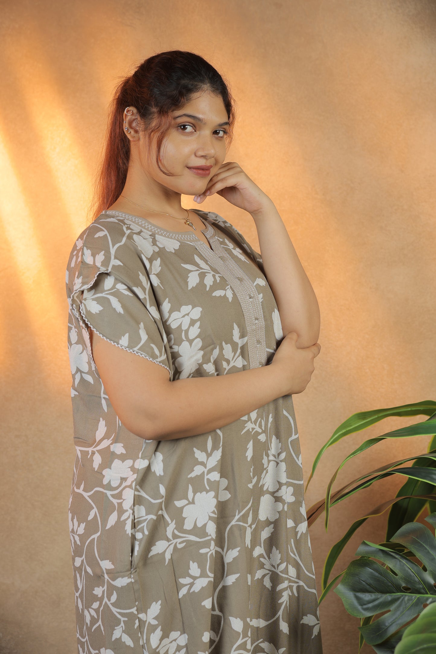 Jammies Haven Premium Alpine Nighty in Beige  | A7376B2