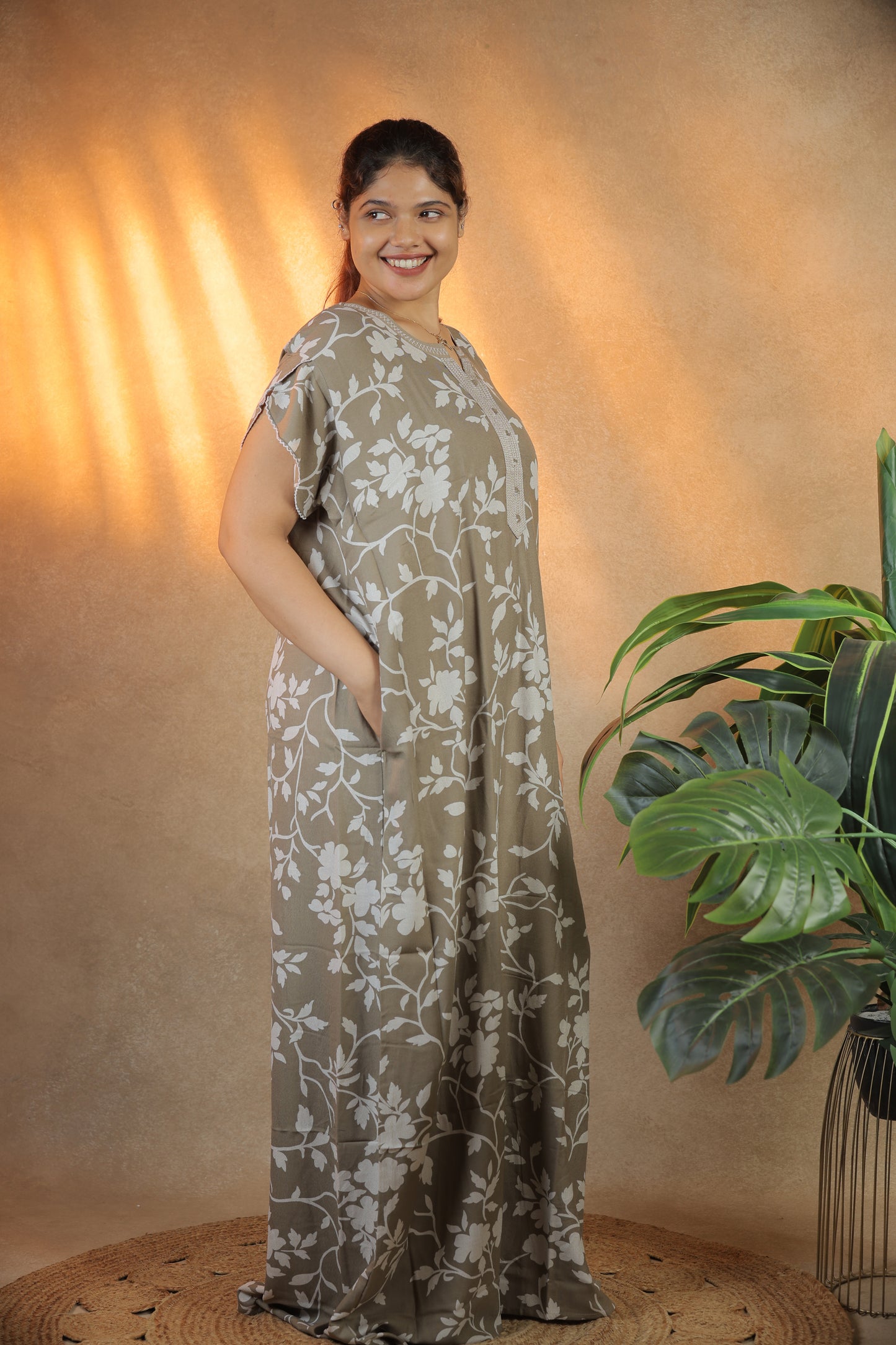 Jammies Haven Premium Alpine Nighty in Beige  | A7376B2