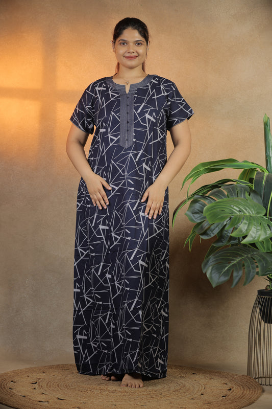 Jammies Haven Premium Alpine Nighty in Blue  | ACSYM2