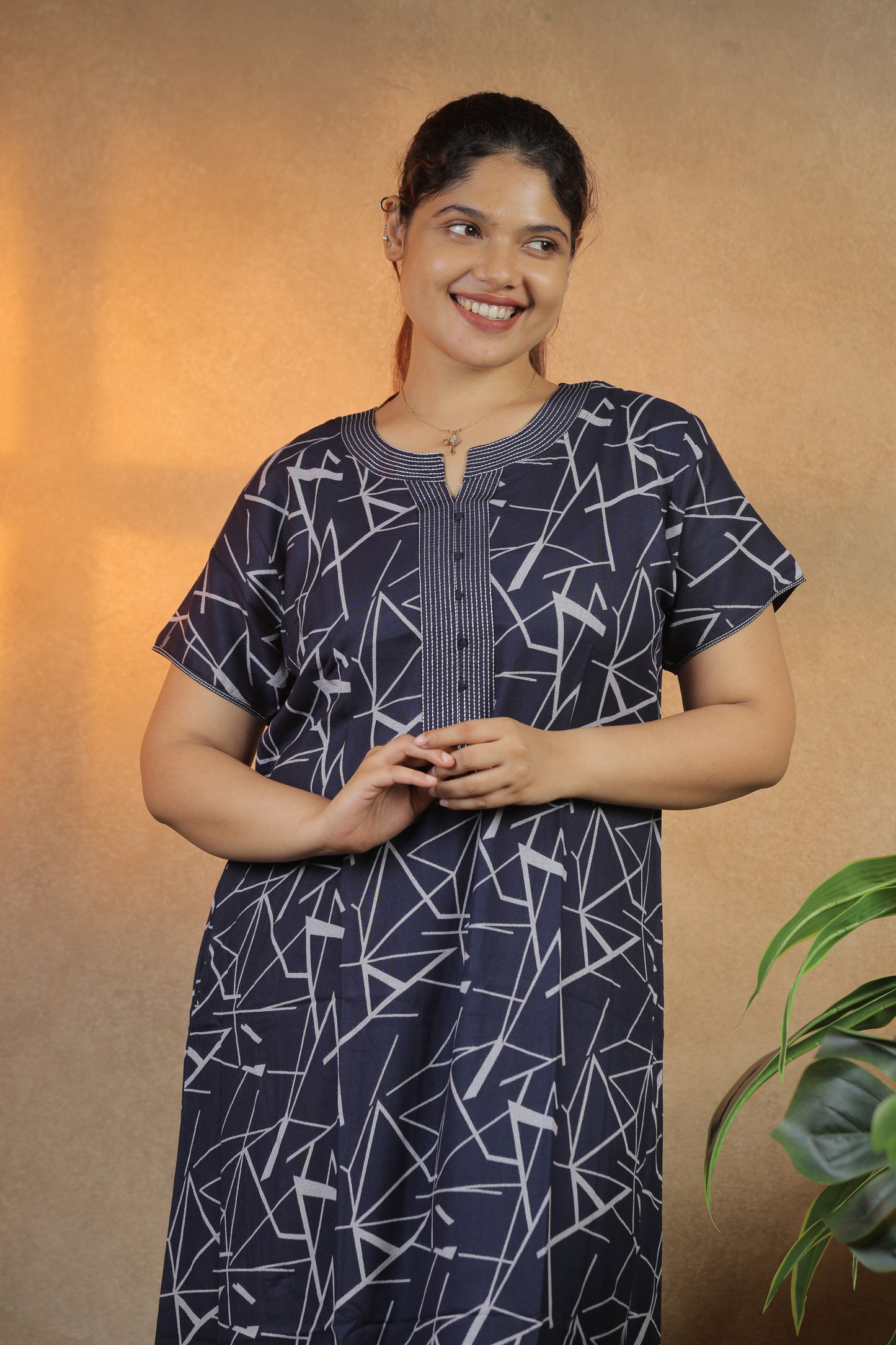 Jammies Haven Premium Alpine Nighty in Blue  | ACSYM2