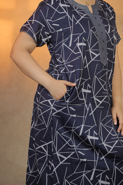 Jammies Haven Premium Alpine Nighty in Blue  | ACSYM2