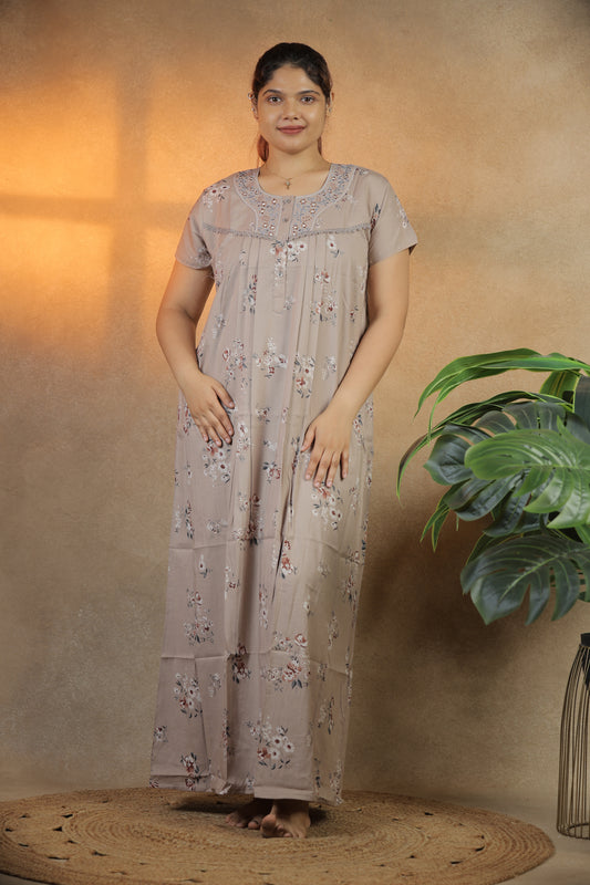 Jammies Haven Premium Alpine Nighty Slub in Mud | A9114B