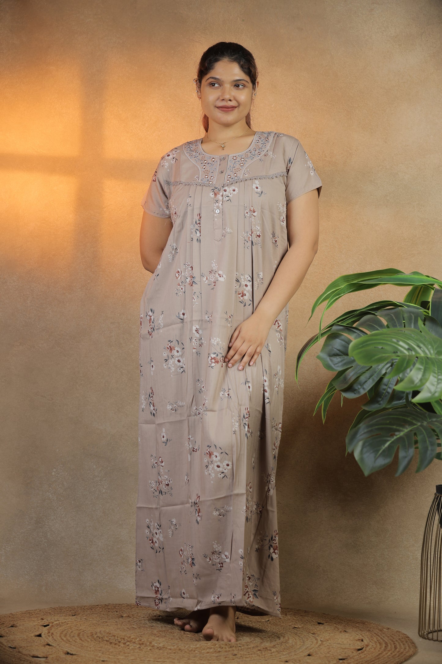 Jammies Haven Premium Alpine Nighty Slub in Mud | A9114B