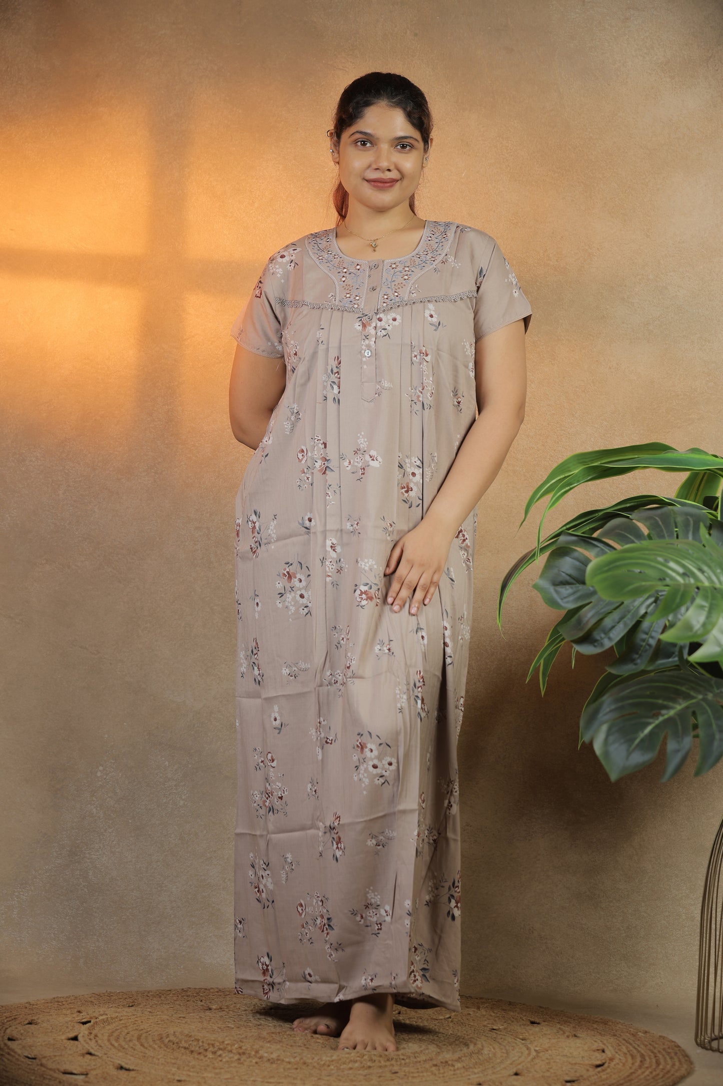Jammies Haven Premium Alpine Nighty Slub in Mud | A9114B