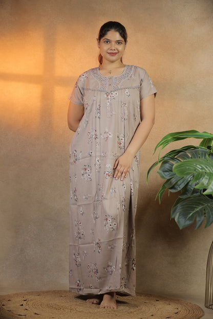 Jammies Haven Premium Alpine Nighty Slub in Mud | A9114B