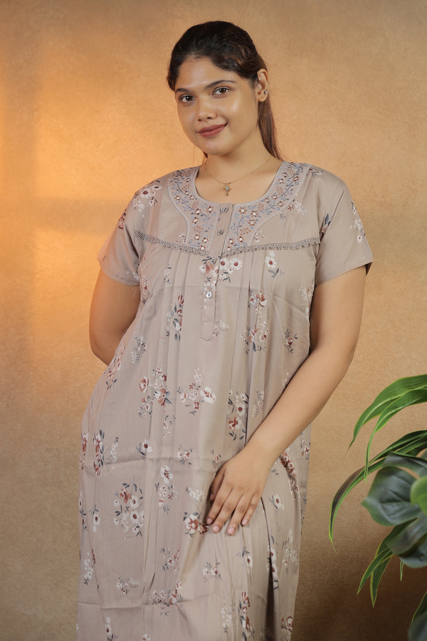 Jammies Haven Premium Alpine Nighty Slub in Mud | A9114B