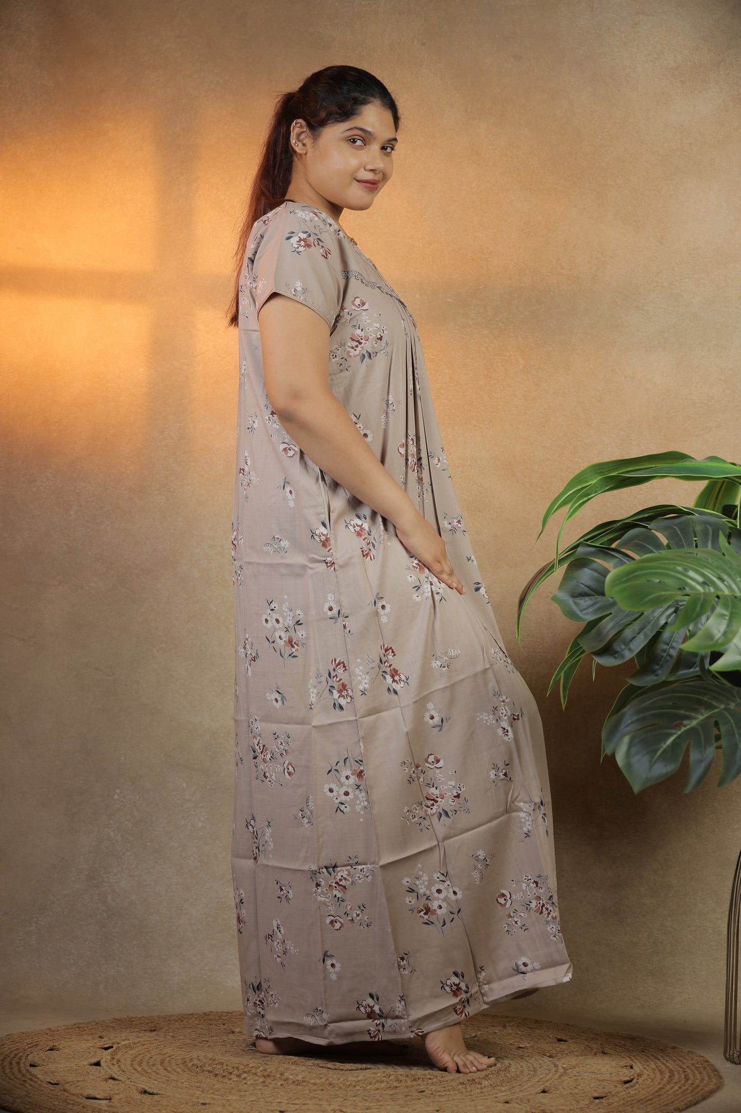 Jammies Haven Premium Alpine Nighty Slub in Mud | A9114B