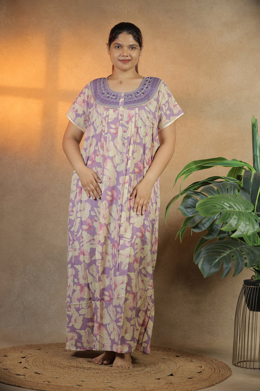 Jammies Haven Premium Alpine Nighty Fab in Lavender | 2846A