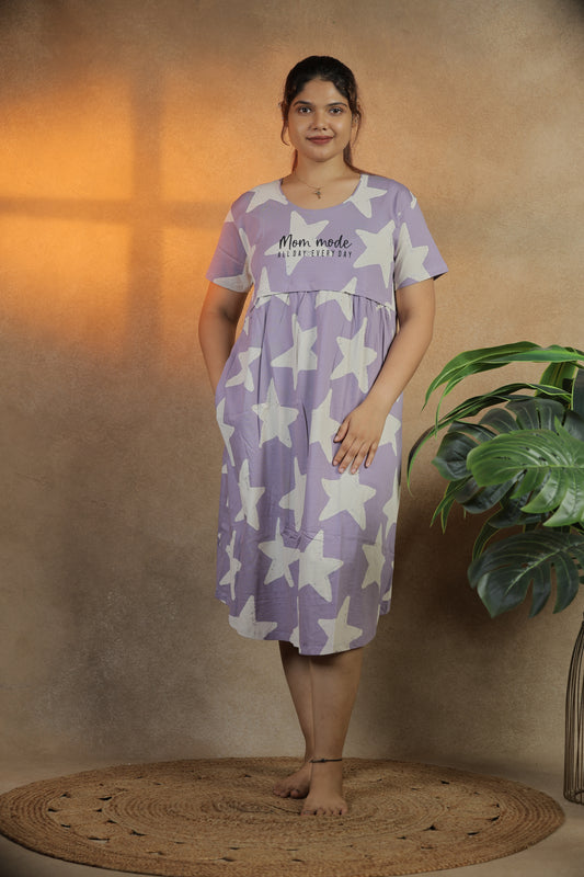 Jammies Haven Zip Cotton Feeding Gown Short Nighty | 80950A