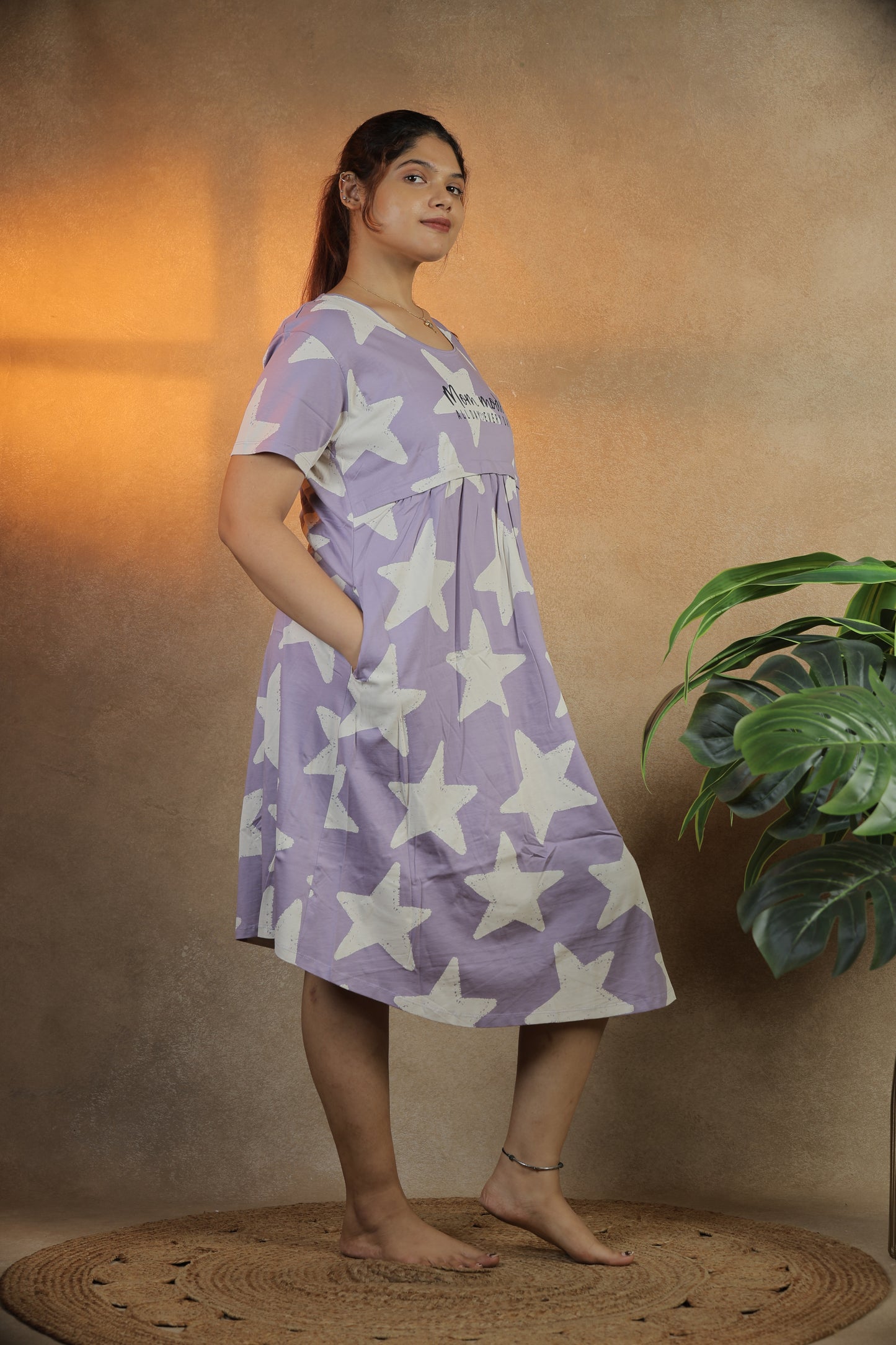 Jammies Haven Zip Cotton Feeding Gown Short Nighty | 80950A
