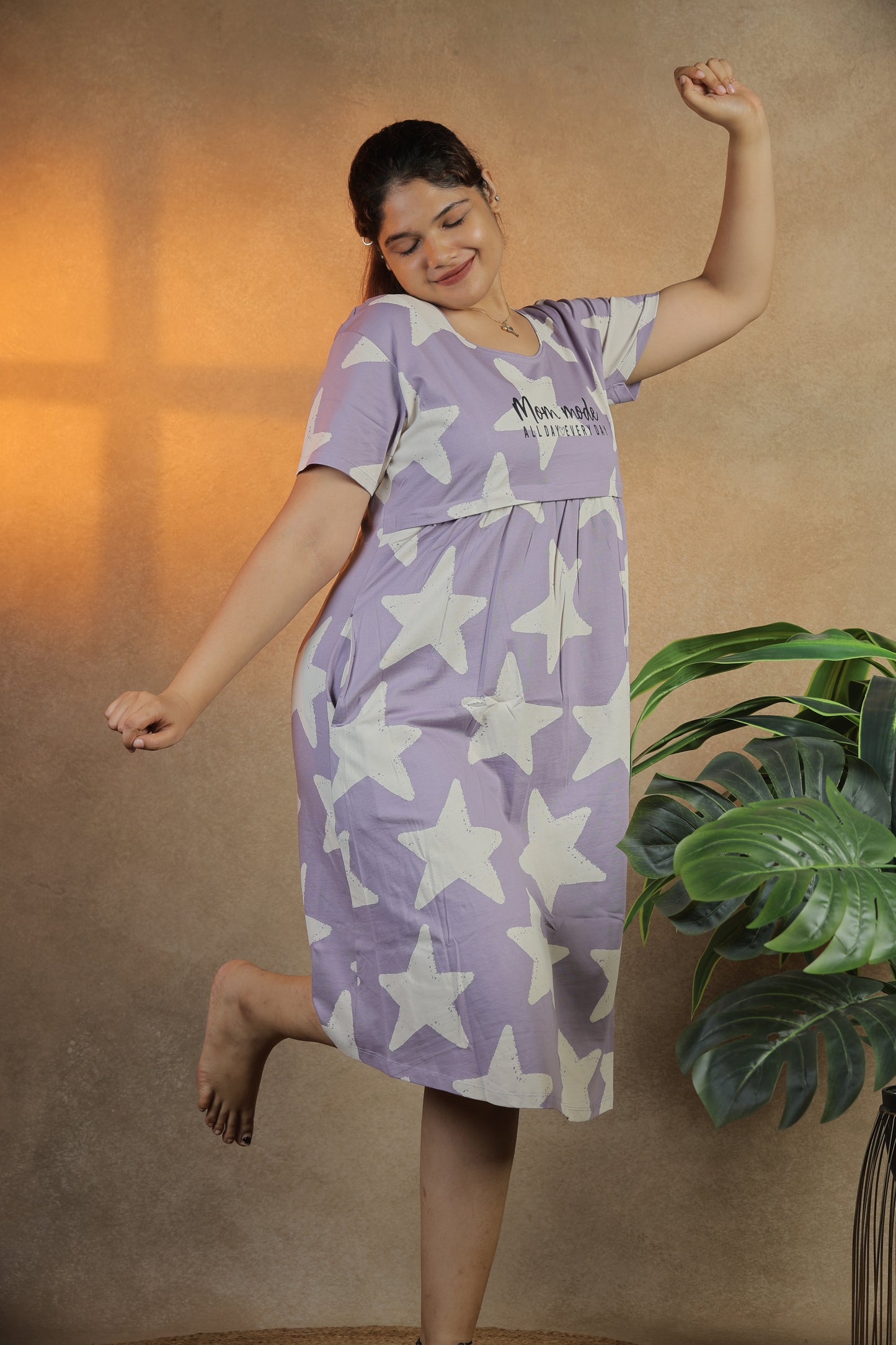 Jammies Haven Zip Cotton Feeding Gown Short Nighty | 80950A