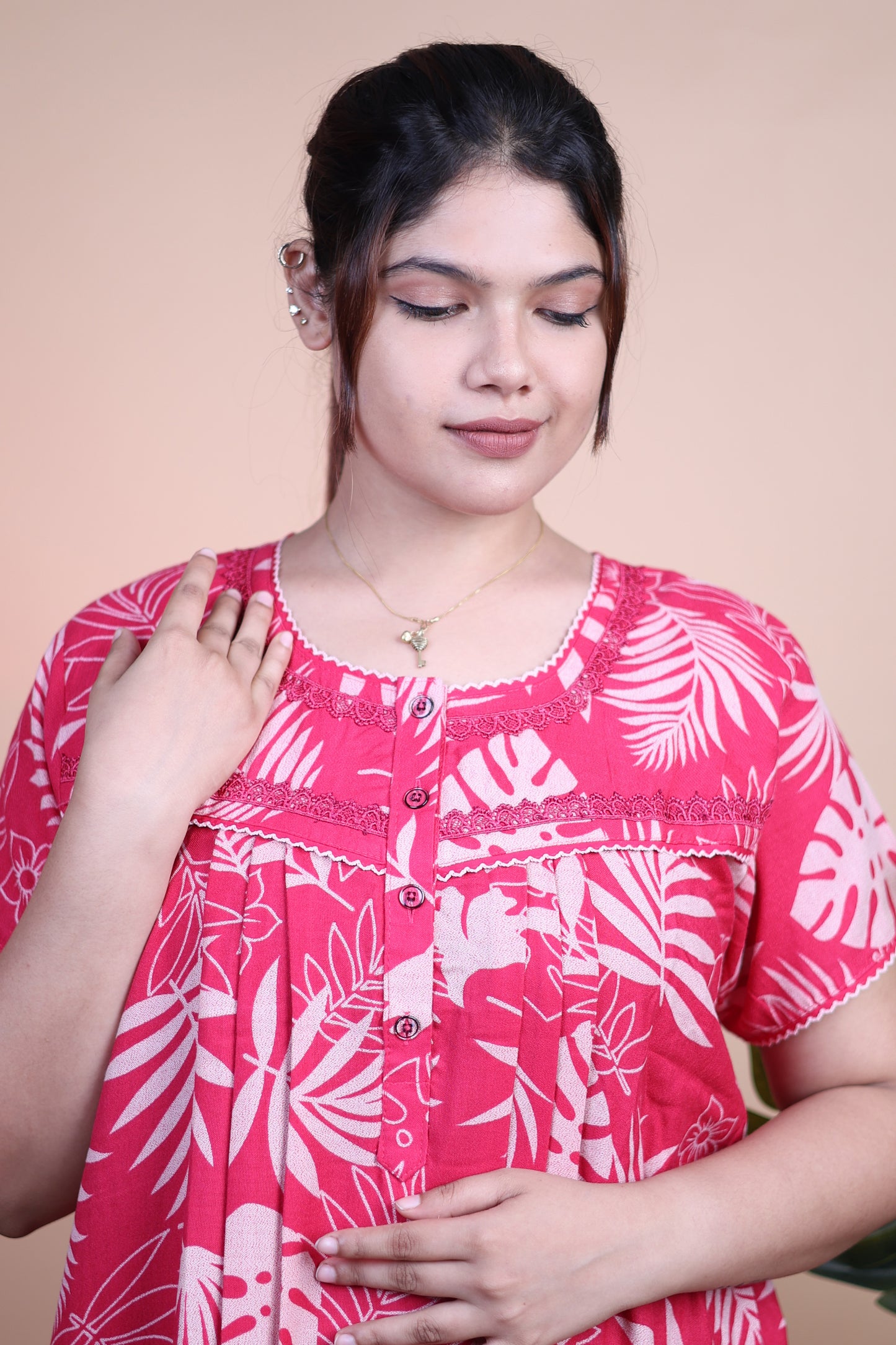 Jammies Haven Premium Alpine Nighty in Pink | A9152C