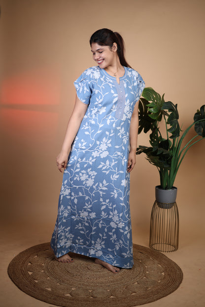Jammies Haven Premium Alpine Nighty in Blue  | A7376C3
