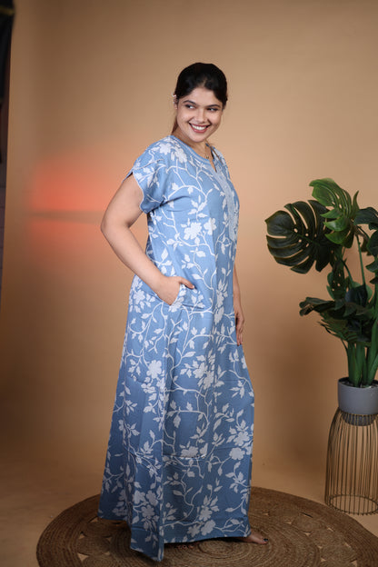 Jammies Haven Premium Alpine Nighty in Blue  | A7376C3