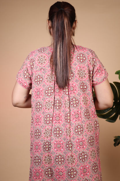 Jammies Haven Premium Alpine Nighty in Mandala Pink | A9108A