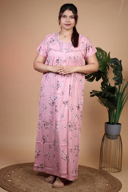 Jammies Haven Premium Alpine Nighty Slub in Pink | A9114A