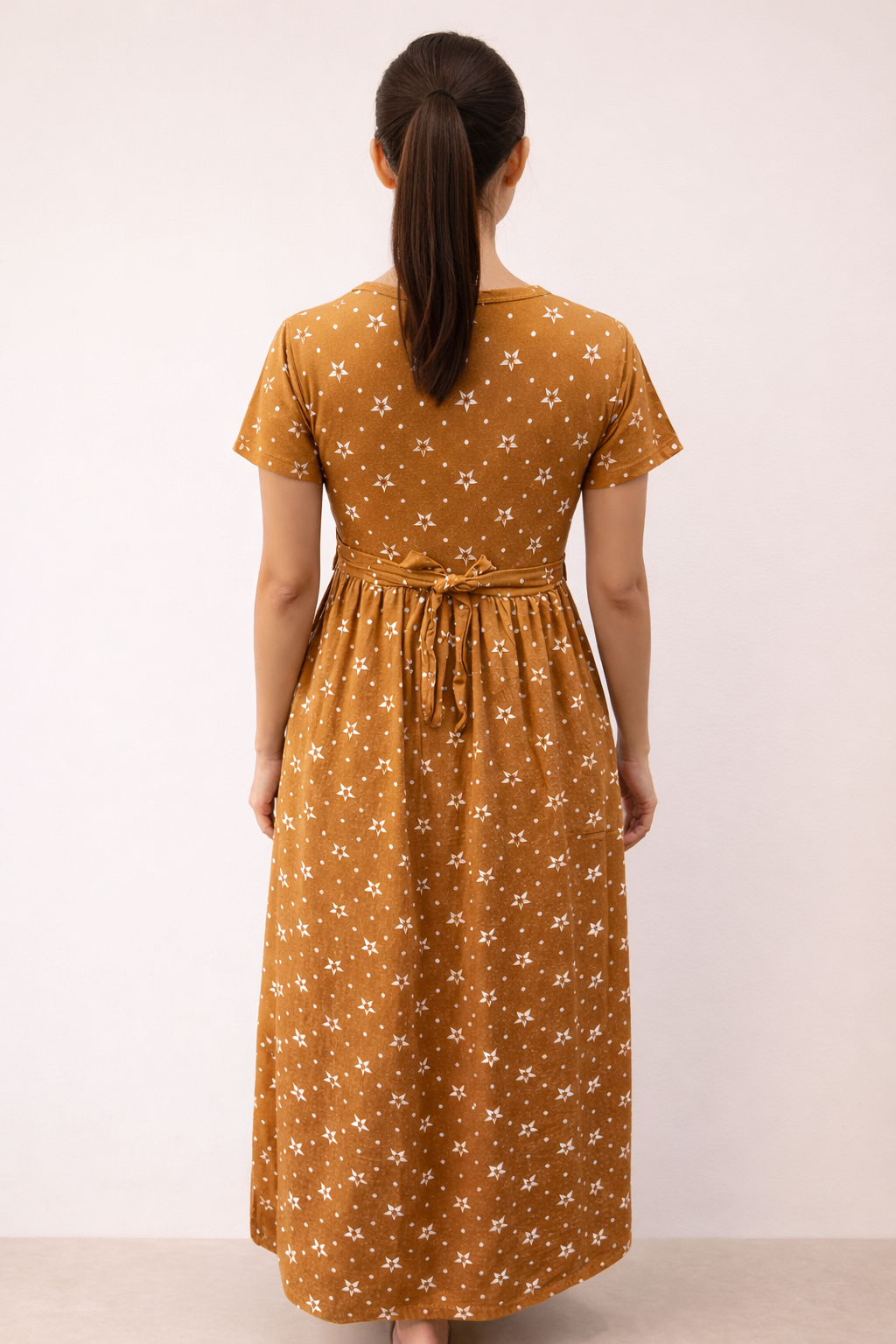 Jammies Haven Zipless Cotton Maternity & Feeding Nightgown | Pregnancy Nightdress | Mustard