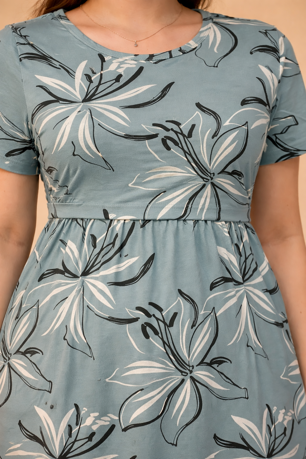 Valentine Zipless Cotton Feeding & Nursing Gown – Mint Floral | MF01